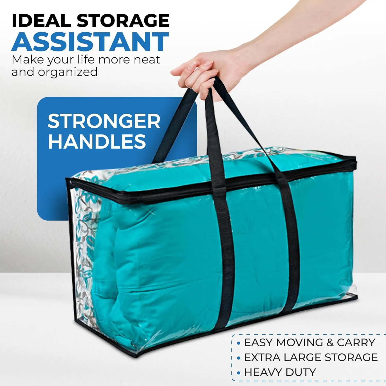 Moving Bags with Handles 25x14x12 - Large Zippered Storage Totes for Packing and Organizing, Ideal for College Students and Travel, 2 Pack