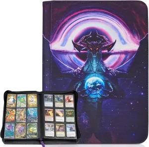 MTG Card Binder, 9-Pocket Magic Card Album, Holds 360 Cards, Leather Side -Loading Card Storage Binder, Premium Card Collector Book for TCG Players (Cosmic Genesis)