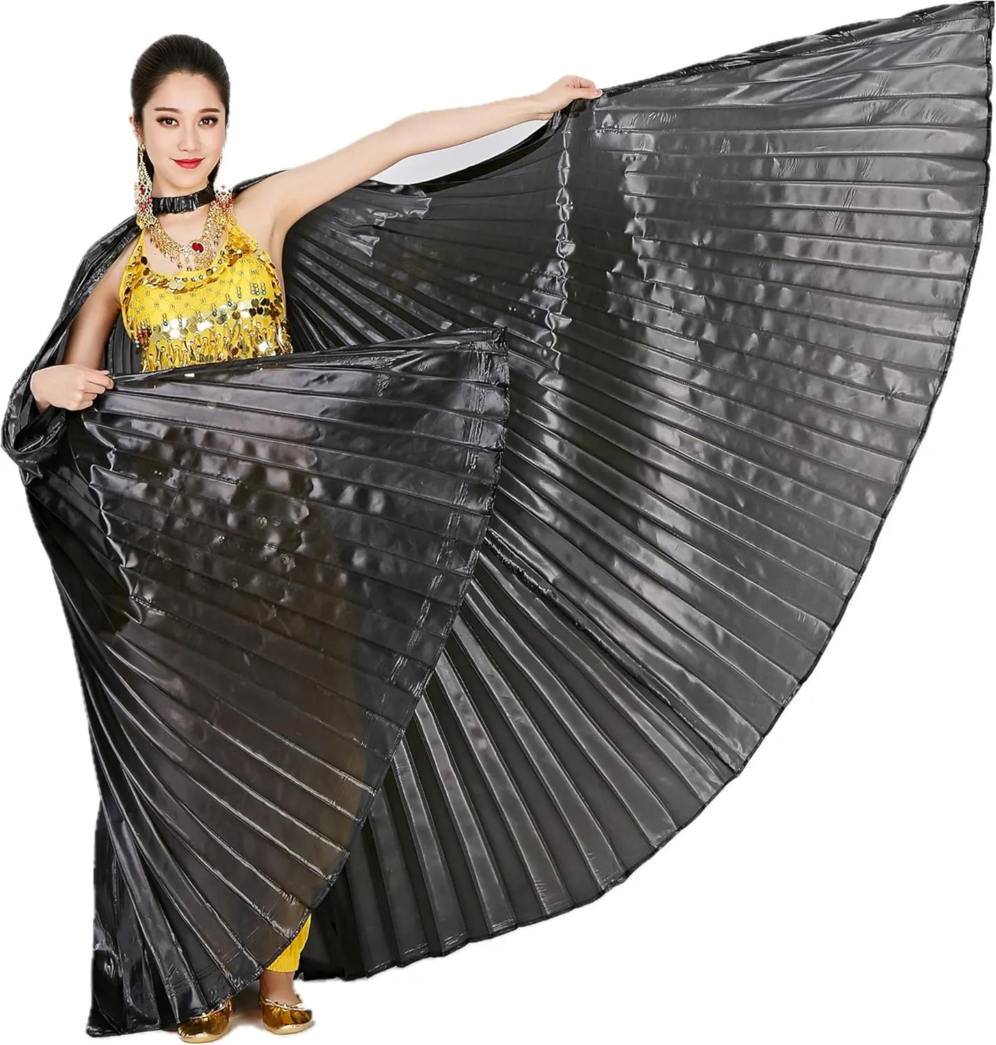 MUNAFIE Belly Dance Isis Wings with Sticks for Adult Belly Dance Costume Angel Wings for Halloween Carnival Performance