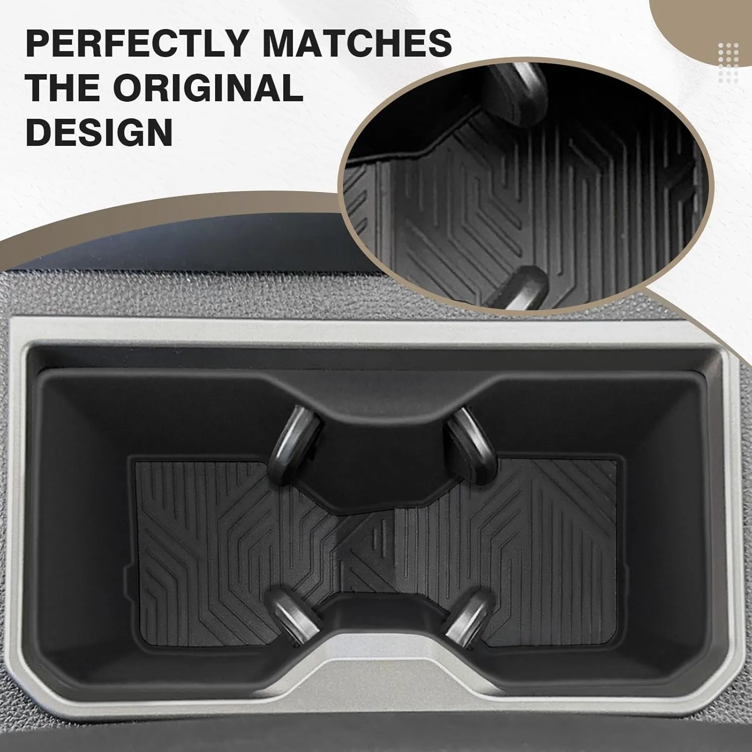 Muslogy Center Console Front&Rear Cup Holder Inserts Compatible with 2024 2025 Toyota Tacoma Accessories Middle Console and Rear Armrest CupHolder Silicone Rubber Organizer 2PCS Set
