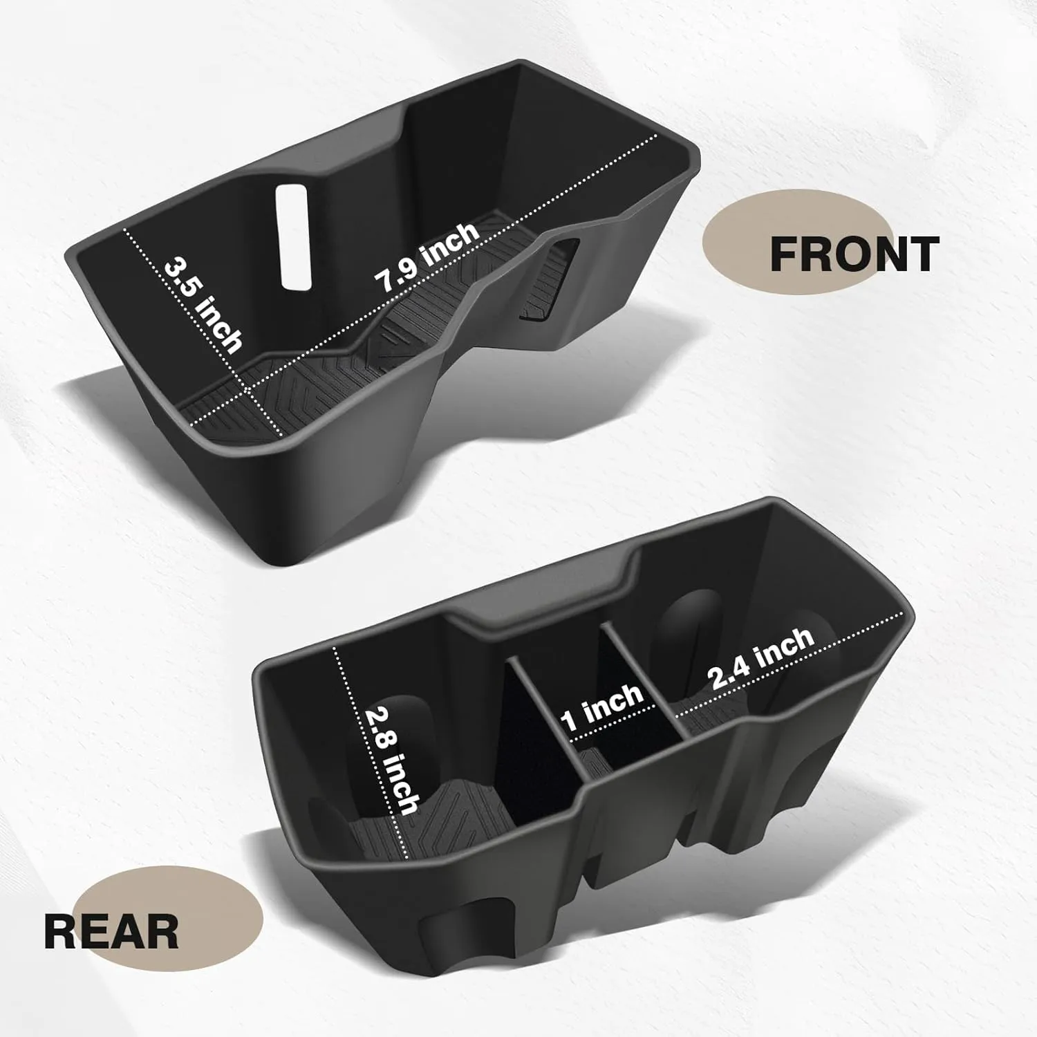 Muslogy Center Console Front&Rear Cup Holder Inserts Compatible with 2024 2025 Toyota Tacoma Accessories Middle Console and Rear Armrest CupHolder Silicone Rubber Organizer 2PCS Set