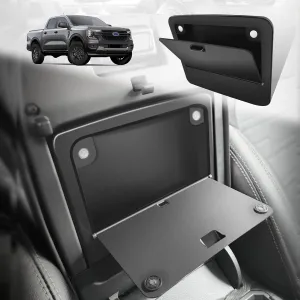 Muslogy Center Console Hidden Organizer Magnet Opening Design Compatible with Ford Ranger 2024 2025 Accessories Armrest Hidden Storage Box Insert Secret Organizer Magnetic Switch