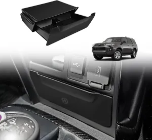 Muslogy Console Storage Drawer Compatible with Toyota 4Runner 2014-2022 2023 2024 Accessories Center Console Organizer One-Touch Cubby Storage Box ABS with Anti-Slip Mat Interior Insert Organizer