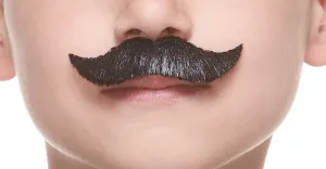 Mustaches Fake Mustache, Self Adhesive, Novelty, Small Trim Salesman False Facial Hair, Costume Accessory for Kids, Black Lustrous Color