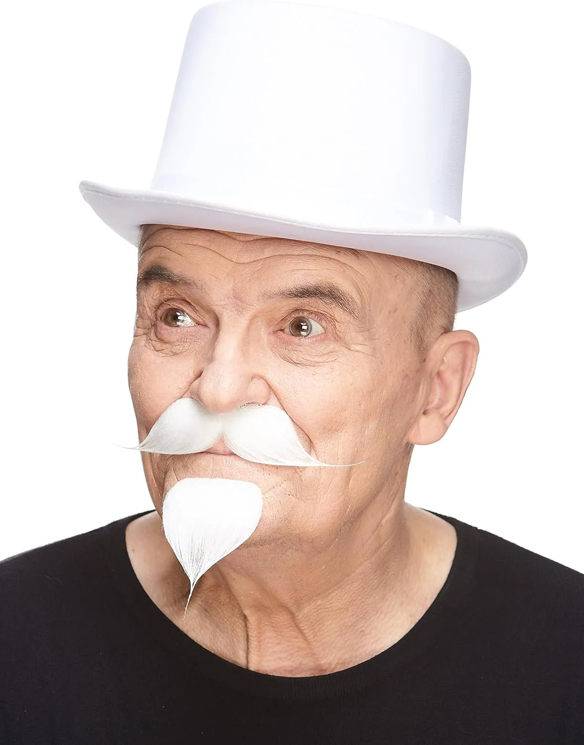 Mustaches Self Adhesive Colonel Sanders Handlebar Fake Mustache with a Goatee, Novelty, False Facial Hair, Costume Accessory for Adults, White Color
