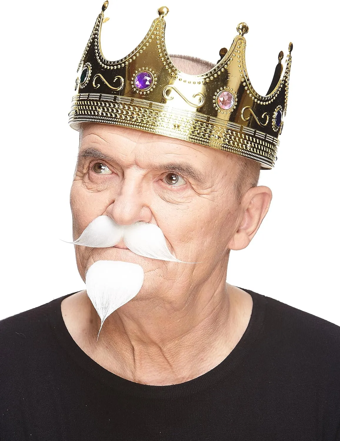 Mustaches Self Adhesive Colonel Sanders Handlebar Fake Mustache with a Goatee, Novelty, False Facial Hair, Costume Accessory for Adults, White Color
