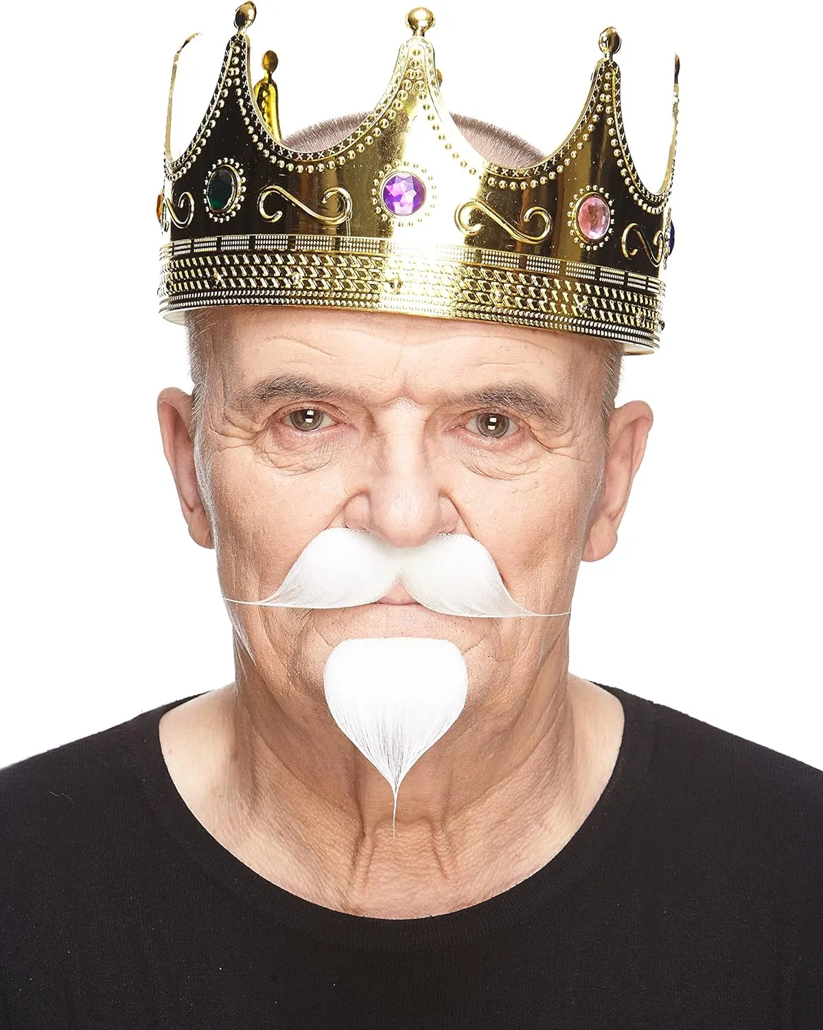 Mustaches Self Adhesive Colonel Sanders Handlebar Fake Mustache with a Goatee, Novelty, False Facial Hair, Costume Accessory for Adults, White Color