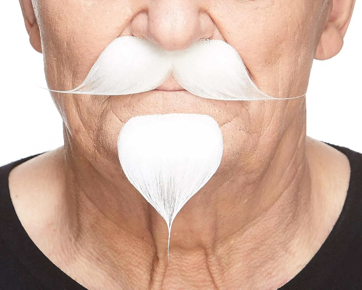 Mustaches Self Adhesive Colonel Sanders Handlebar Fake Mustache with a Goatee, Novelty, False Facial Hair, Costume Accessory for Adults, White Color