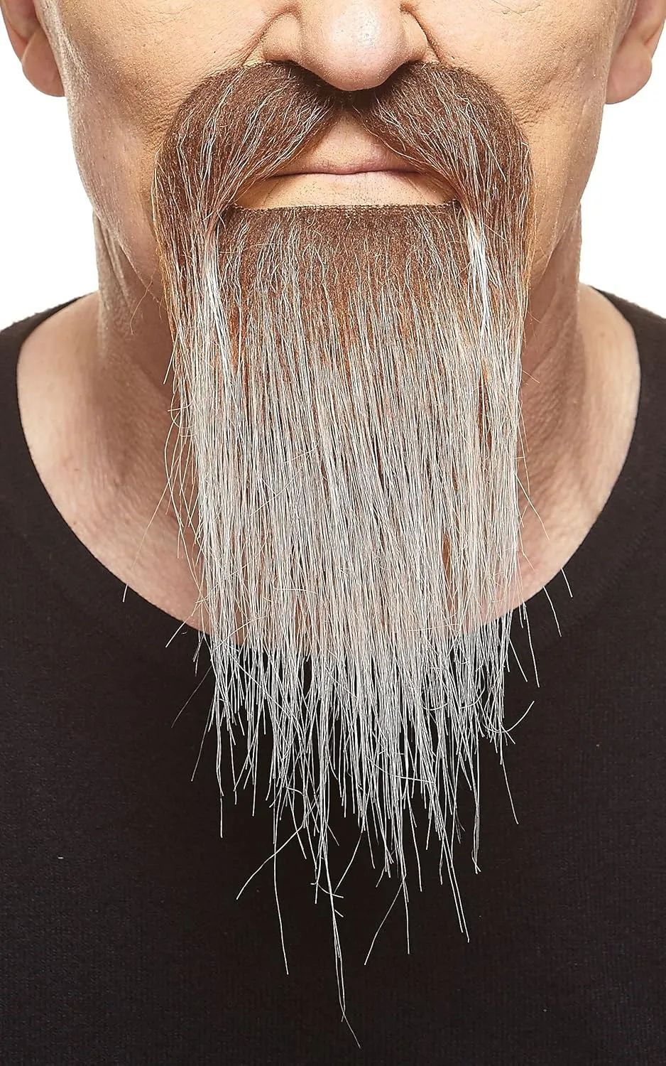 Mustaches Self Adhesive Ducktail Fake Beard, Novelty, False Facial Hair, Costume Accessory for Adults, Brown and Gray Color