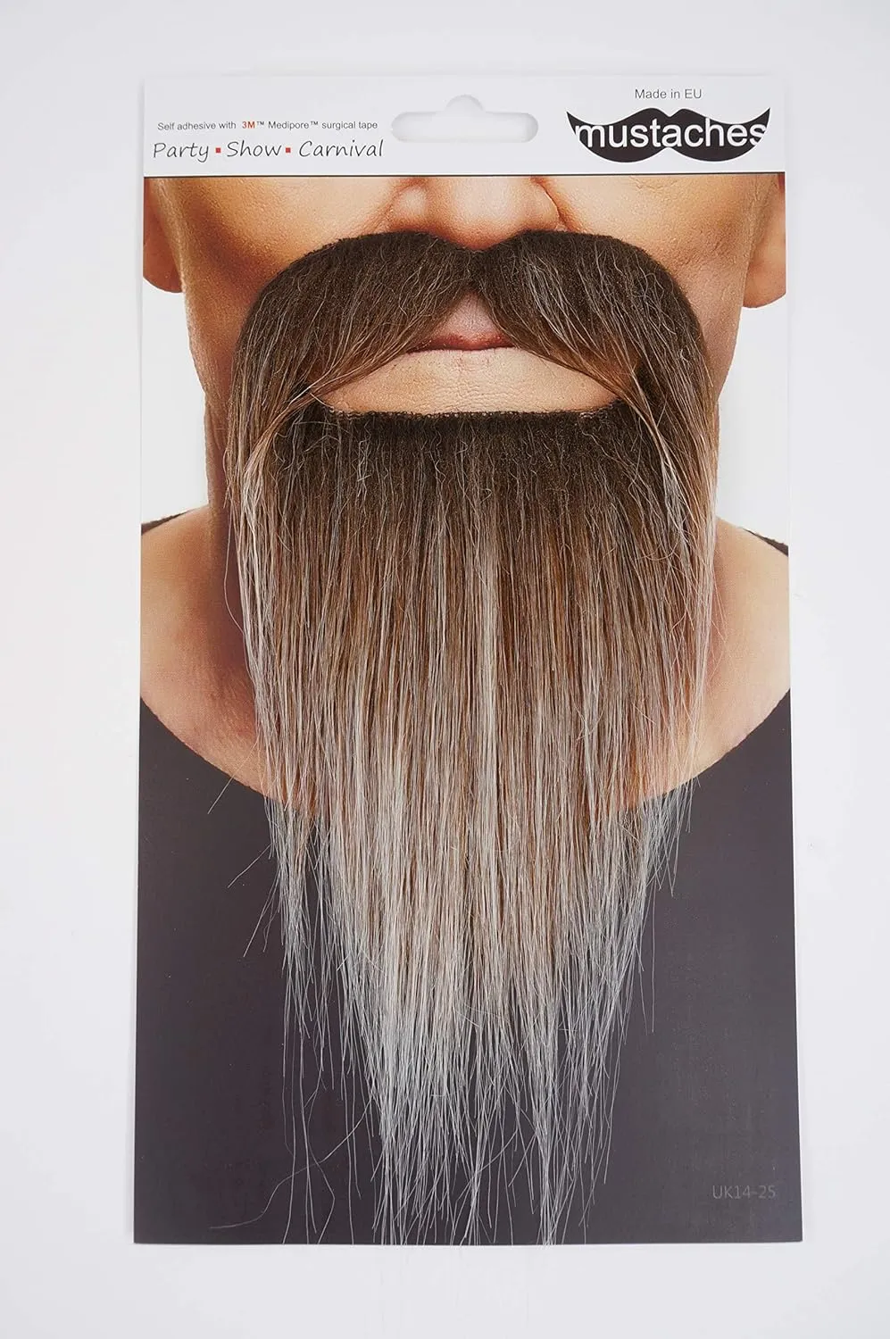Mustaches Self Adhesive Ducktail Fake Beard, Novelty, False Facial Hair, Costume Accessory for Adults, Brown and Gray Color