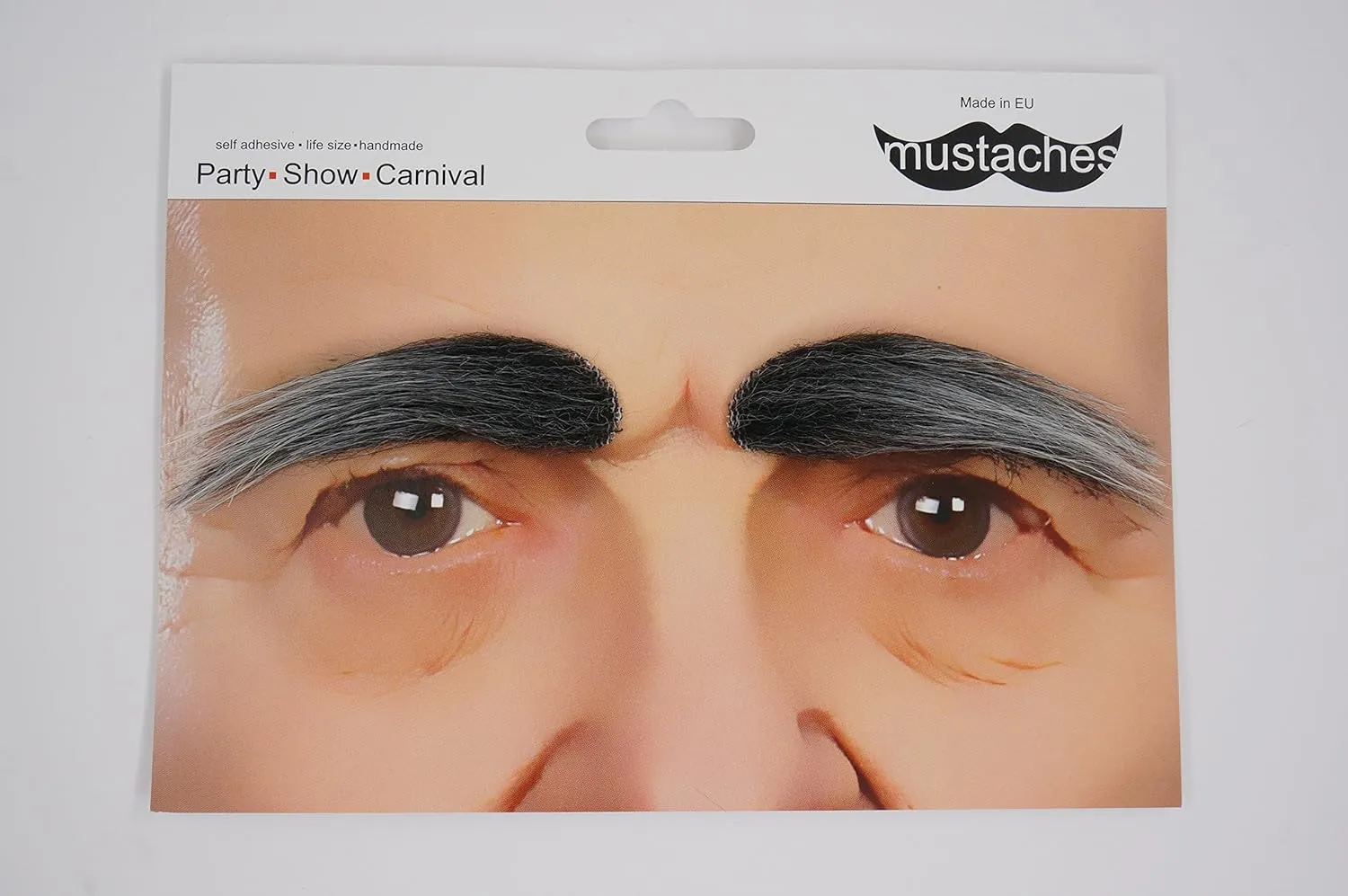 Mustaches Self Adhesive Fake Eyebrows, Novelty, Bushy Eyebrows False Facial Hair, Costume Accessory for Adults,Salt and Pepper Color