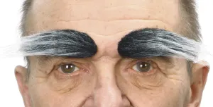 Mustaches Self Adhesive Fake Eyebrows, Novelty, Bushy Eyebrows False Facial Hair, Costume Accessory for Adults,Salt and Pepper Color