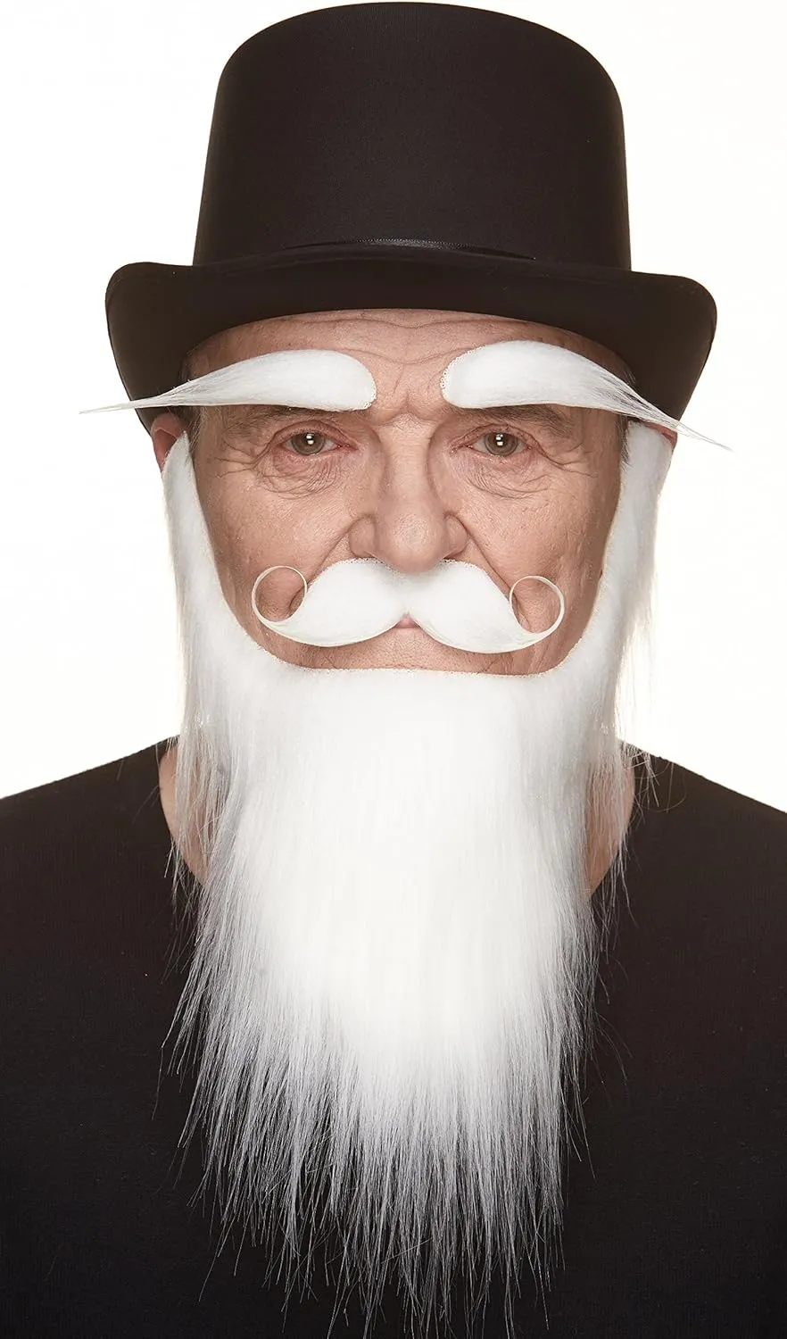 Mustaches Self Adhesive Fake Mustache Beard and Eyebrows, Novelty, Santa Claus False Facial Hair, Saint Nicholas, Costume Accessory for Adults, White Color