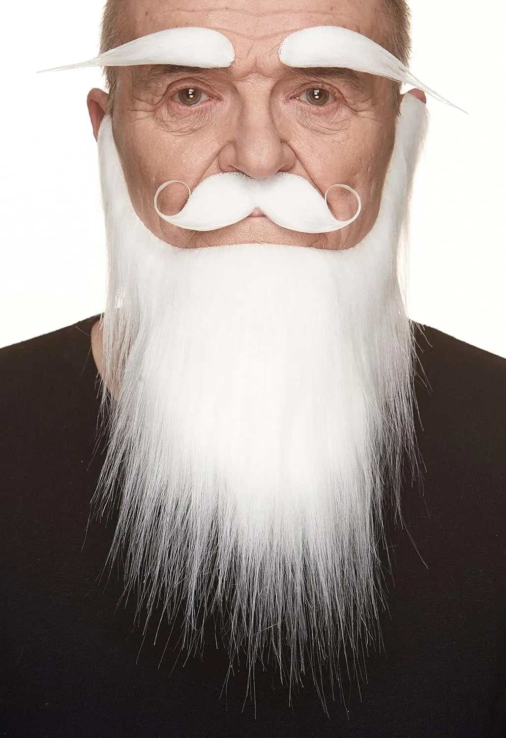 Mustaches Self Adhesive Fake Mustache Beard and Eyebrows, Novelty, Santa Claus False Facial Hair, Saint Nicholas, Costume Accessory for Adults, White Color