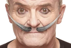 Mustaches Self Adhesive Fake Mustache, Novelty, Dali False Facial Hair, Costume Accessory for Adults, Salt and Pepper Color