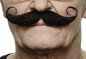 Mustaches Self Adhesive Fake Mustache, Novelty, Maestro False Facial Hair, Costume Accessory for Adults, Black Color