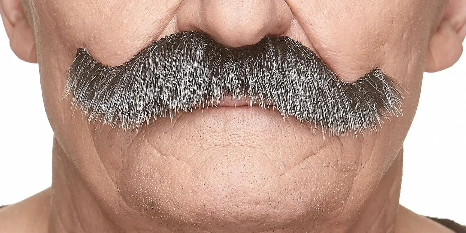 Mustaches Self Adhesive Fake Mustache, Novelty, Rocking Grandpa's False Facial Hair, Costume Accessory for Adults, Salt and Pepper Color