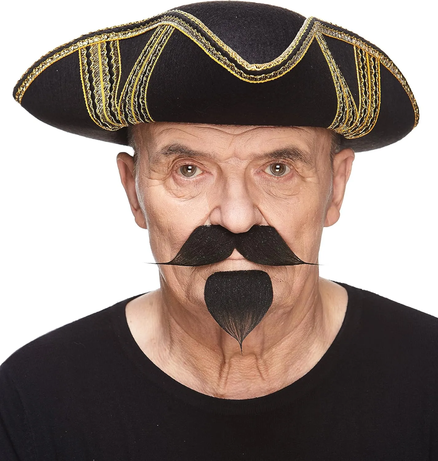 Mustaches Self Adhesive Fake Mustache with a Goatee, Novelty, Colonel Sanders Handlebar False Facial Hair, Costume Accessory for Adults, Black Color