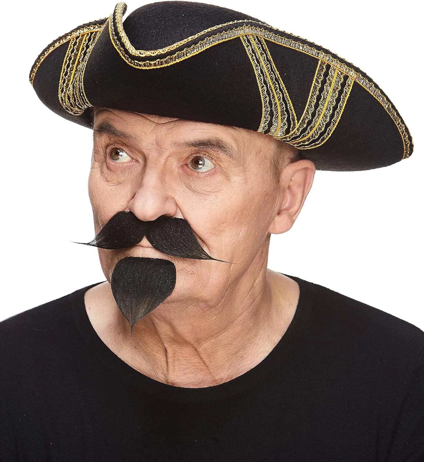 Mustaches Self Adhesive Fake Mustache with a Goatee, Novelty, Colonel Sanders Handlebar False Facial Hair, Costume Accessory for Adults, Black Color