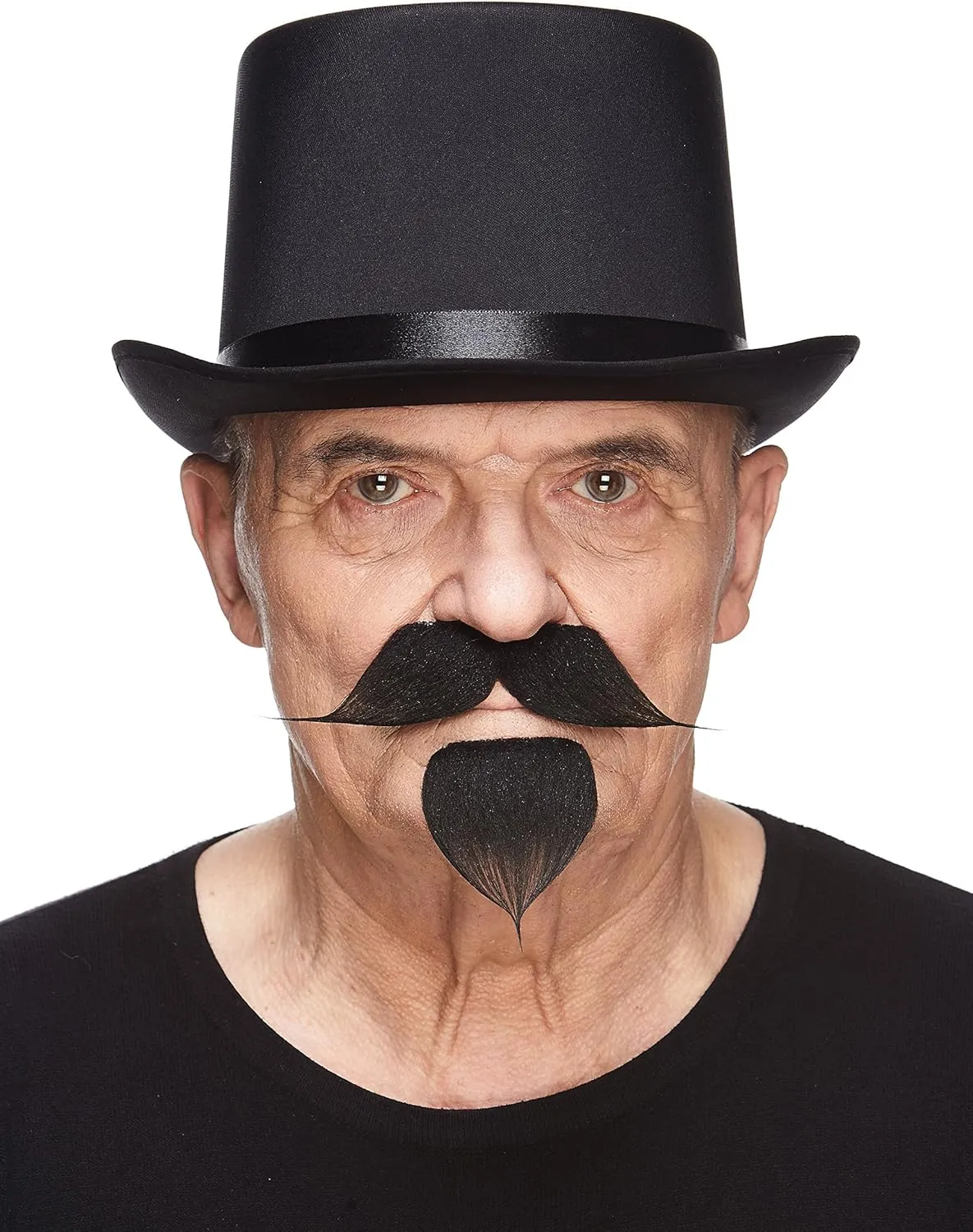 Mustaches Self Adhesive Fake Mustache with a Goatee, Novelty, Colonel Sanders Handlebar False Facial Hair, Costume Accessory for Adults, Black Color