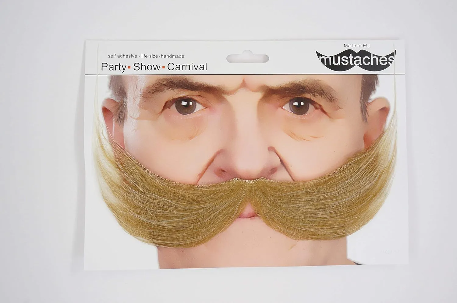 Mustaches Self Adhesive Fisherman's Fake Mustache, Novelty, False Facial Hair, Costume Accessory for Adults, Blond Color