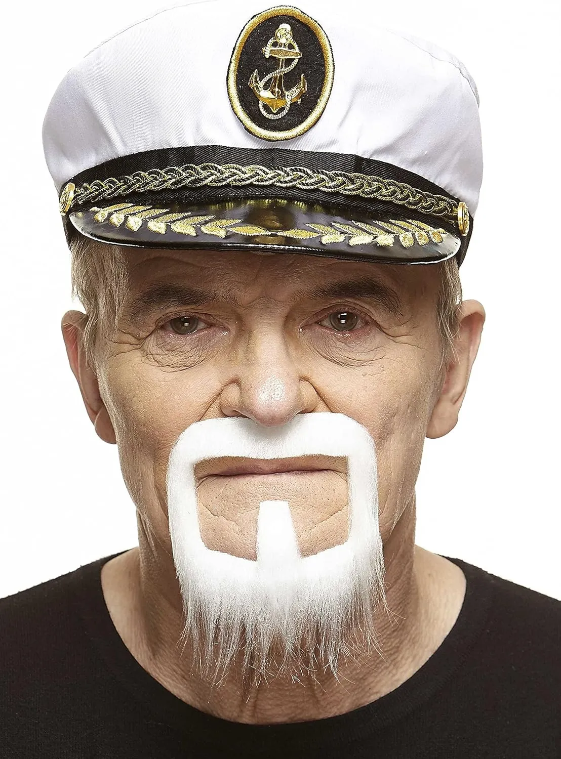 Mustaches Self Adhesive, Novelty, Long Van Dyke Fake Beard, False Facial Hair, Costume Accessory for Adults, White Color
