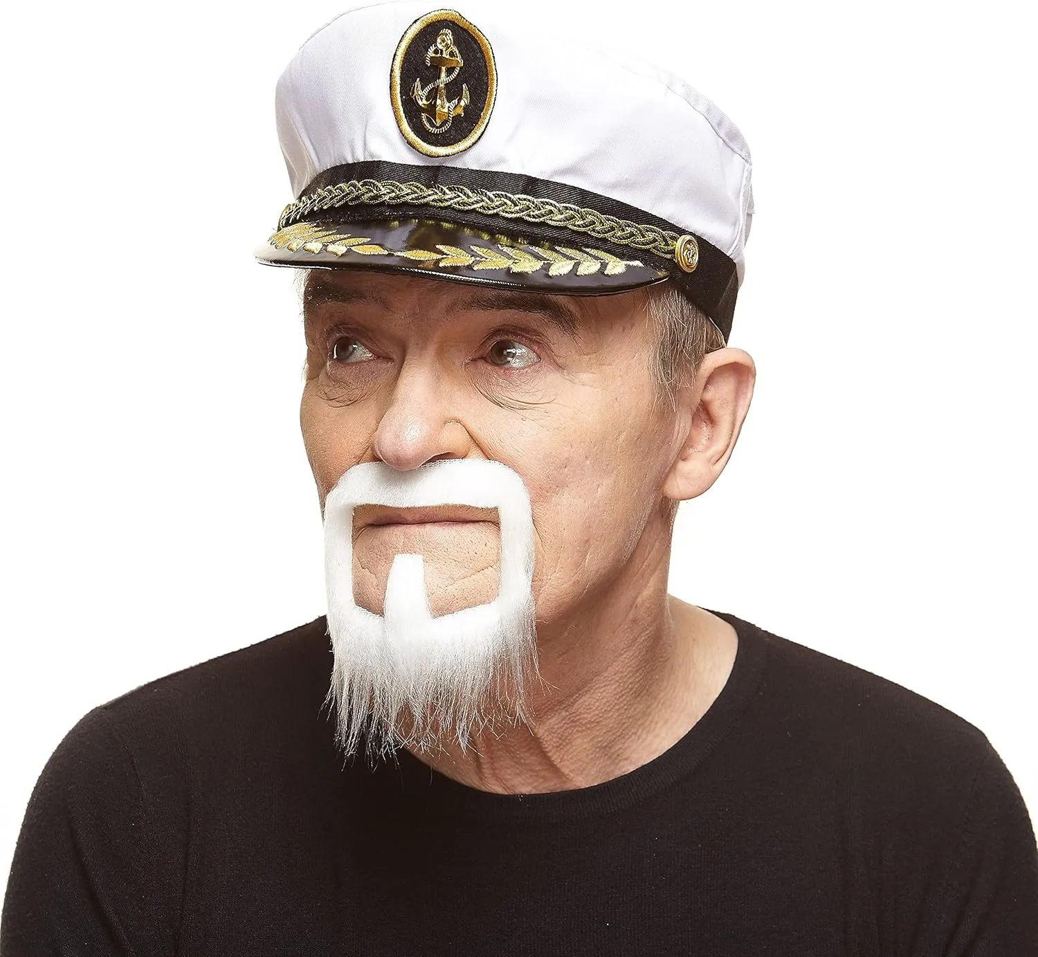 Mustaches Self Adhesive, Novelty, Long Van Dyke Fake Beard, False Facial Hair, Costume Accessory for Adults, White Color