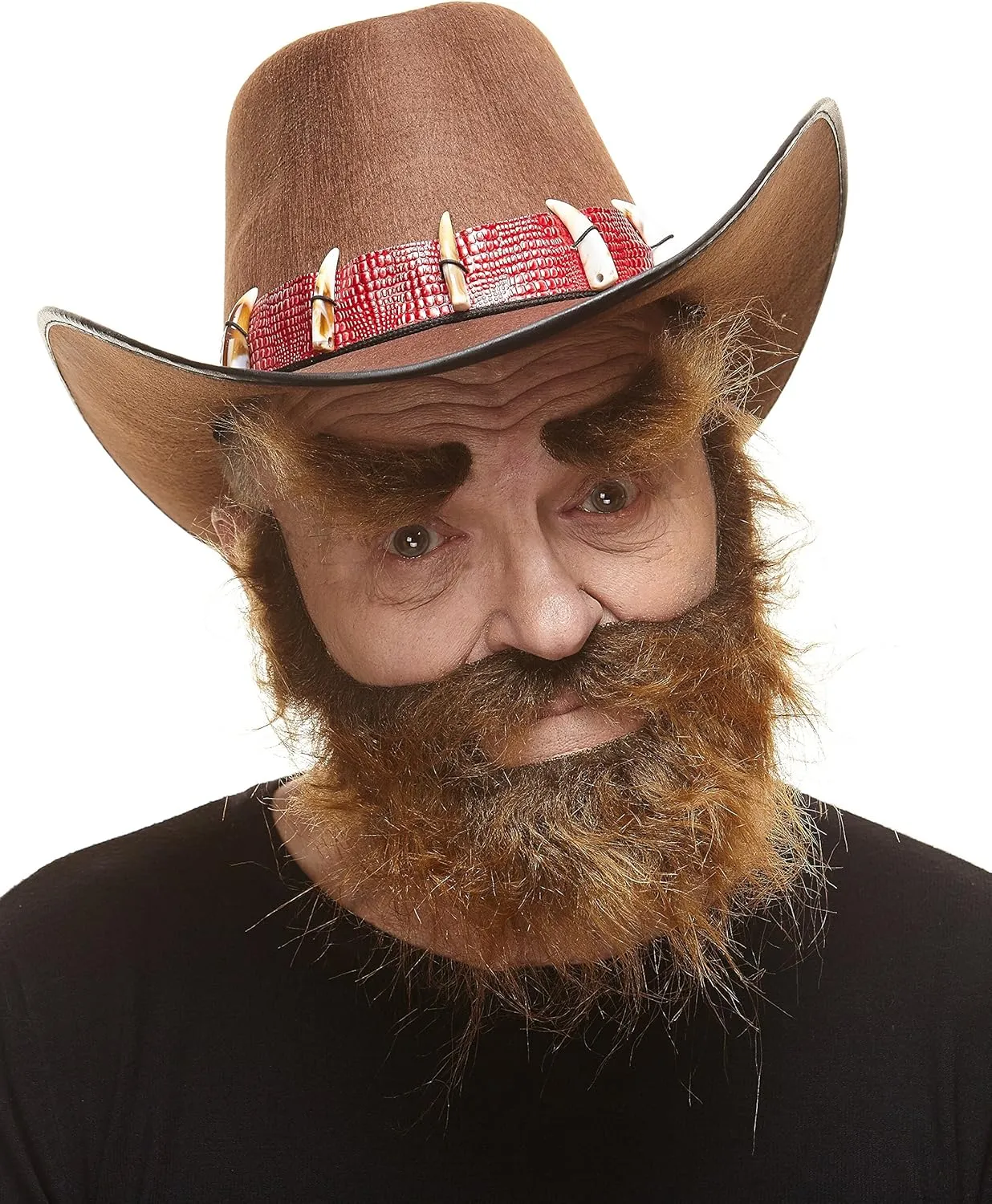 Mustaches Self Adhesive, Novelty, Realistic, Traper Fake Beard Fake Mustache and Fake Eyebrows, Brown Color