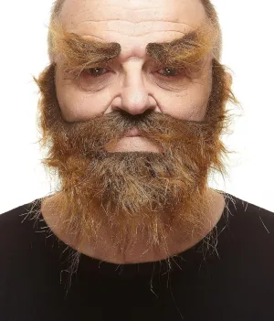 Mustaches Self Adhesive, Novelty, Realistic, Traper Fake Beard Fake Mustache and Fake Eyebrows, Brown Color