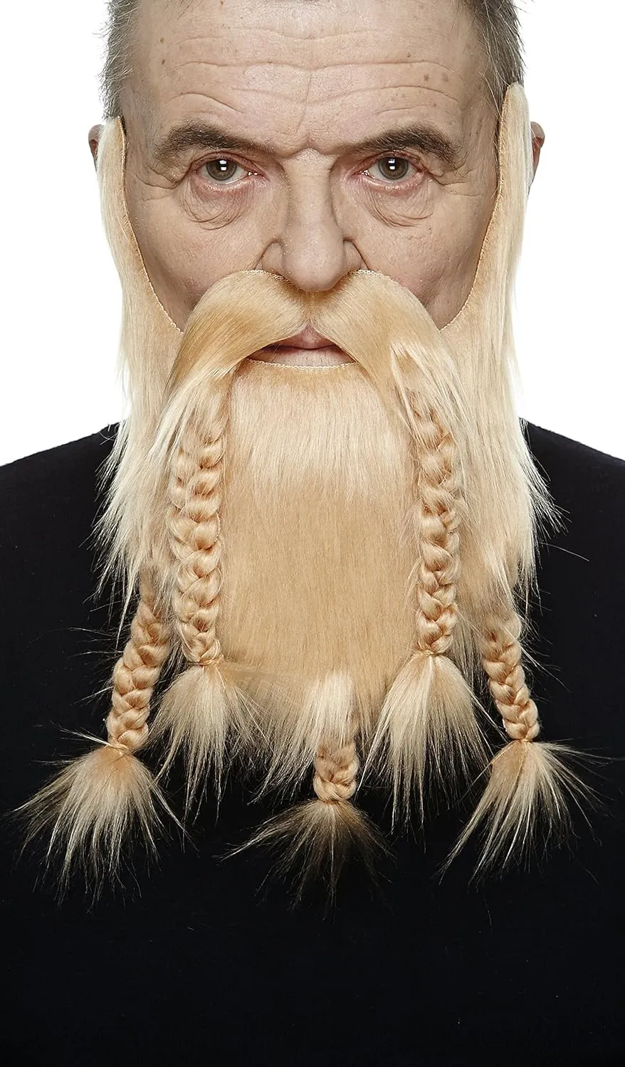 Mustaches Self Adhesive, Novelty, Viking Dwarf Fake Beard, False Facial Hair, Costume Accessory for Adults, Blond Color