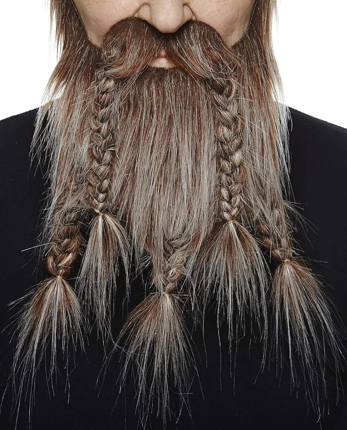 Mustaches Self Adhesive, Novelty, Viking Dwarf Fake Beard, False Facial Hair, Costume Accessory for Adults, Brown with Gray Color