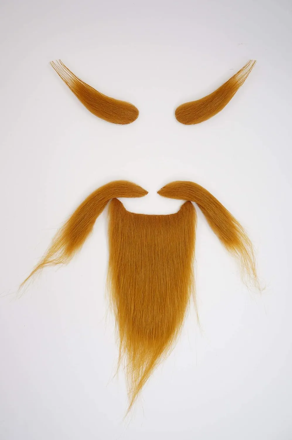 Mustaches Self Adhesive Shaolin Monk Fake Mustache Beard and Eyebrowns, Novelty, False Facial Hair, Costume Accessory for Adults, Ginger Color