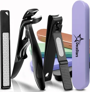 Nail Clippers for Thick Nails, Extra Sharp Ergonomic Wide Jaw Angled Toenail Clippers Fingernail Clippers for Women Men Seniors Nail Cutters Trimmers Set with Nail File Gift Case - Purple