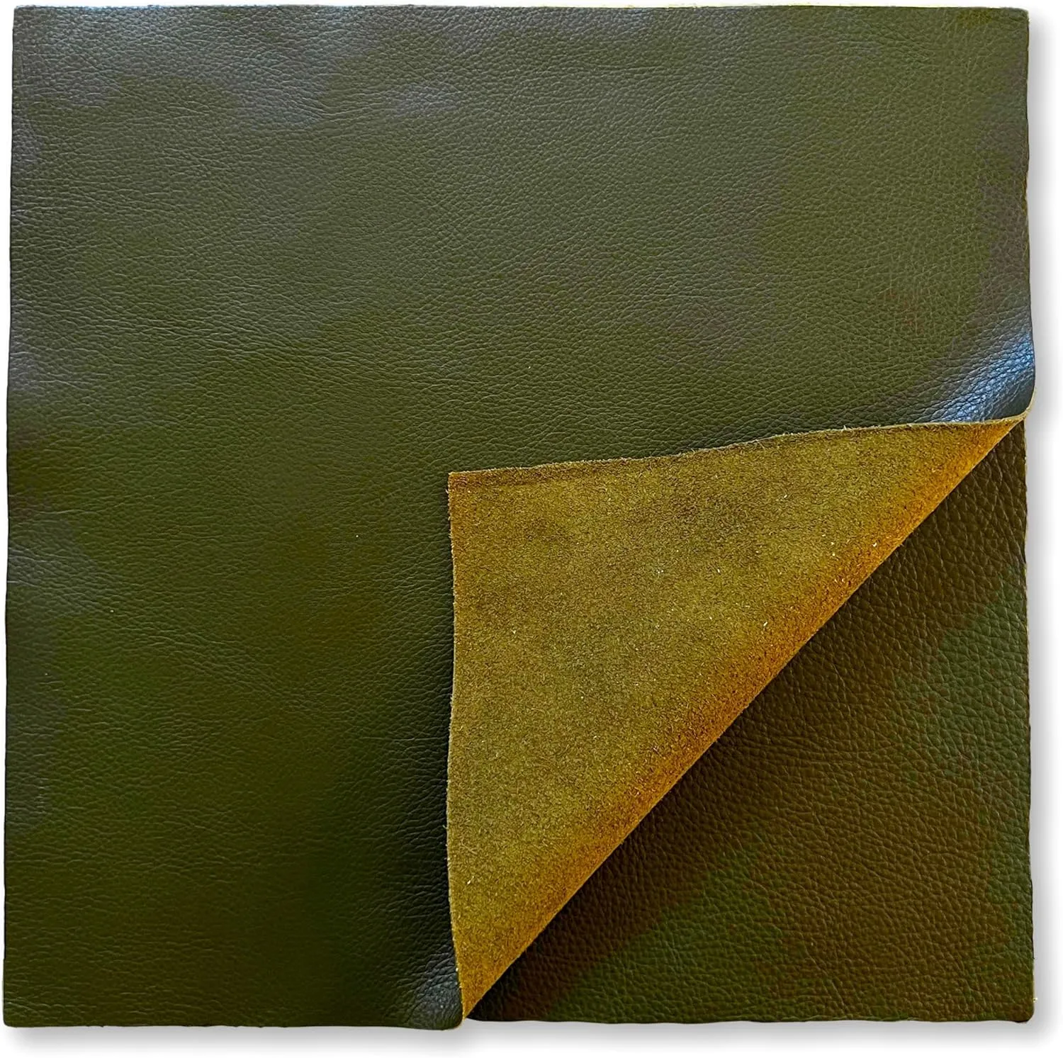 Natural Grain Cow Leathers: 12'' x 12'' Pre-Cut Leather Pieces (Olive, 1 Piece)