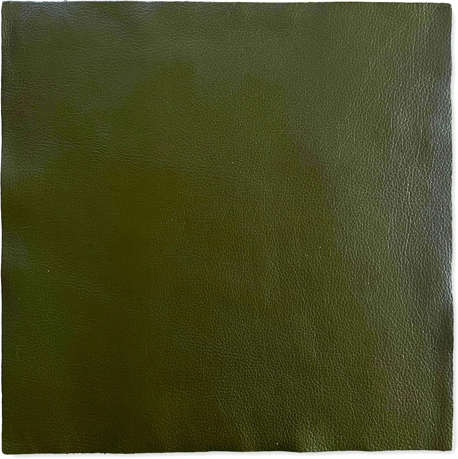 Natural Grain Cow Leathers: 12'' x 12'' Pre-Cut Leather Pieces (Olive, 1 Piece)