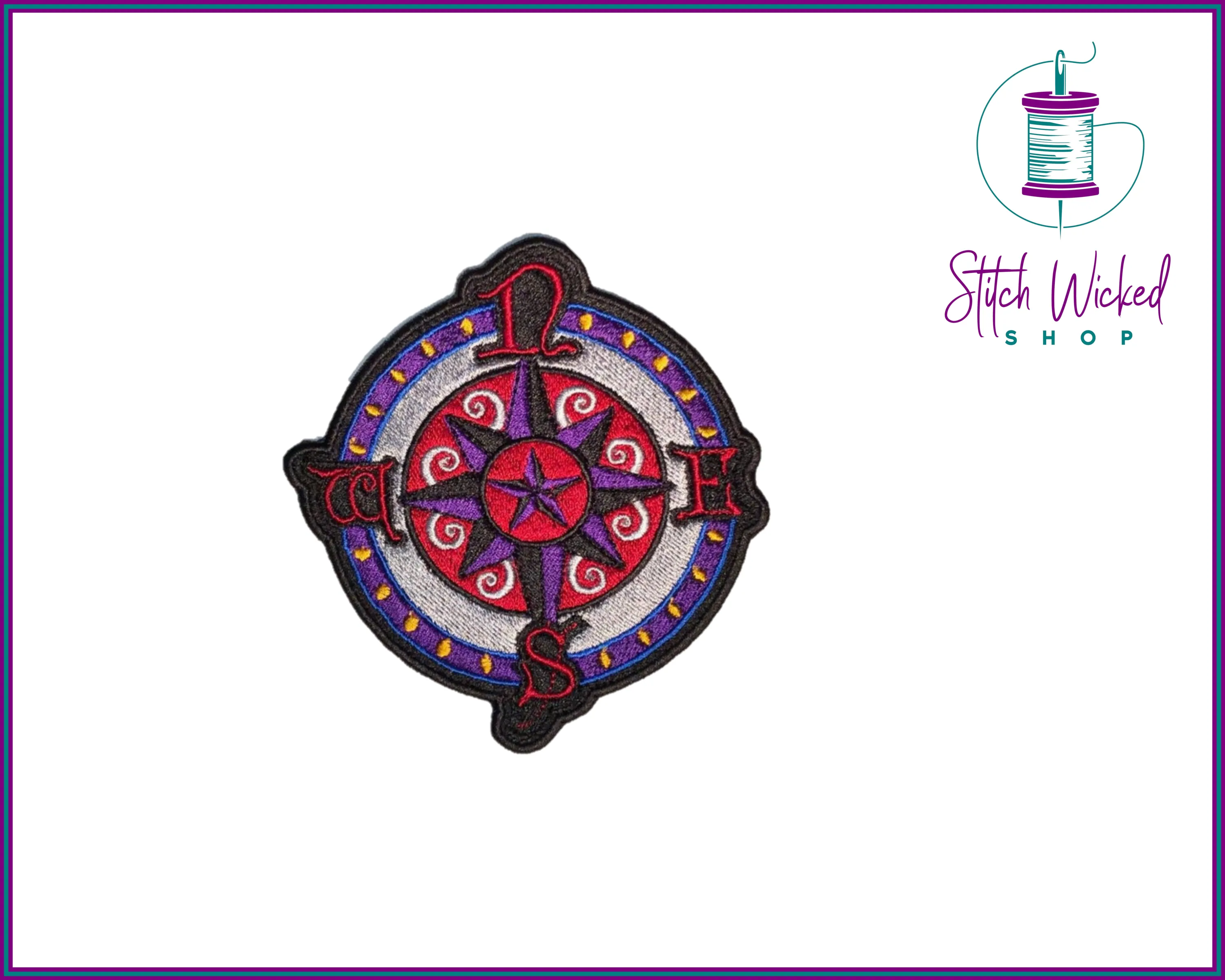 Nautical Compass, Fully Embroidered Patch