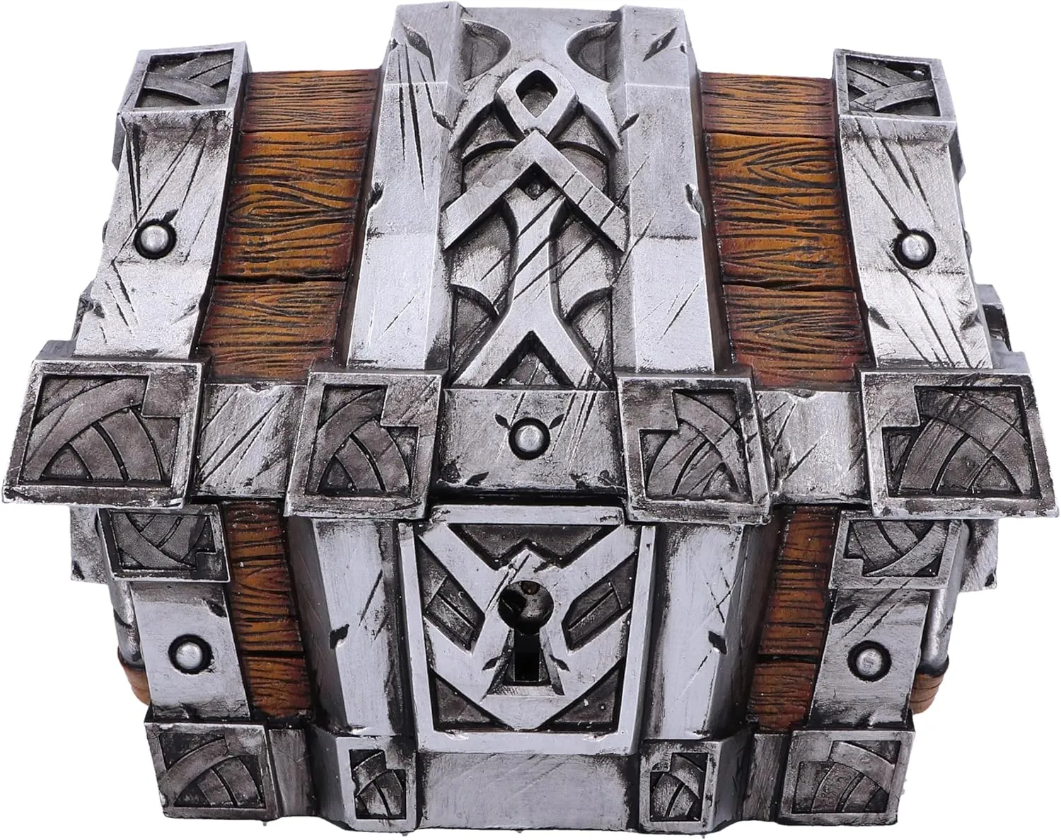 Nemesis Now World of Warcraft Silverbound Treasure Chest Box 10.5cm, Resin, Silver/Brown, Official World of Warcraft Merch, Treasure Chest Box, Gaming Controller Box