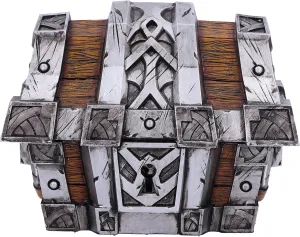 Nemesis Now World of Warcraft Silverbound Treasure Chest Box 10.5cm, Resin, Silver/Brown, Official World of Warcraft Merch, Treasure Chest Box, Gaming Controller Box