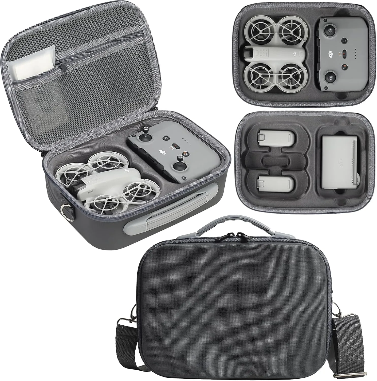 Neo Case, Portable Hard Storage Travel Shoulder Bag for DJI Neo Fly More Combo Drone and Accessories (Grey)