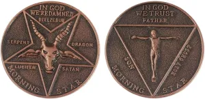 New 2025 Tv Show Lucifer Morningstar Satanic Halloween Cosplay Prop Coin Commemorative Retro Metal Coin Badge Decoration Jewelry Commemorative with for You Accessories Trendy Creative Best for Gift