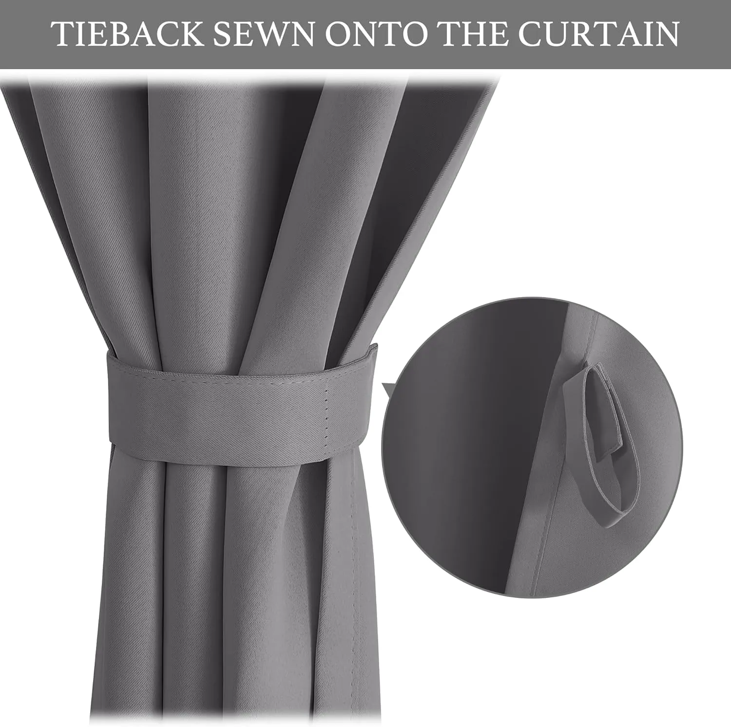 NICETOWN Portable Blackout Small Curtains for Kitchen, Thermal Lnsulated Self-Adhesive Short Curtain Drapes for Baby Nursery/Storage Room Bathroom Basement, 1 Panel (Grey, 42" W x 48" L)