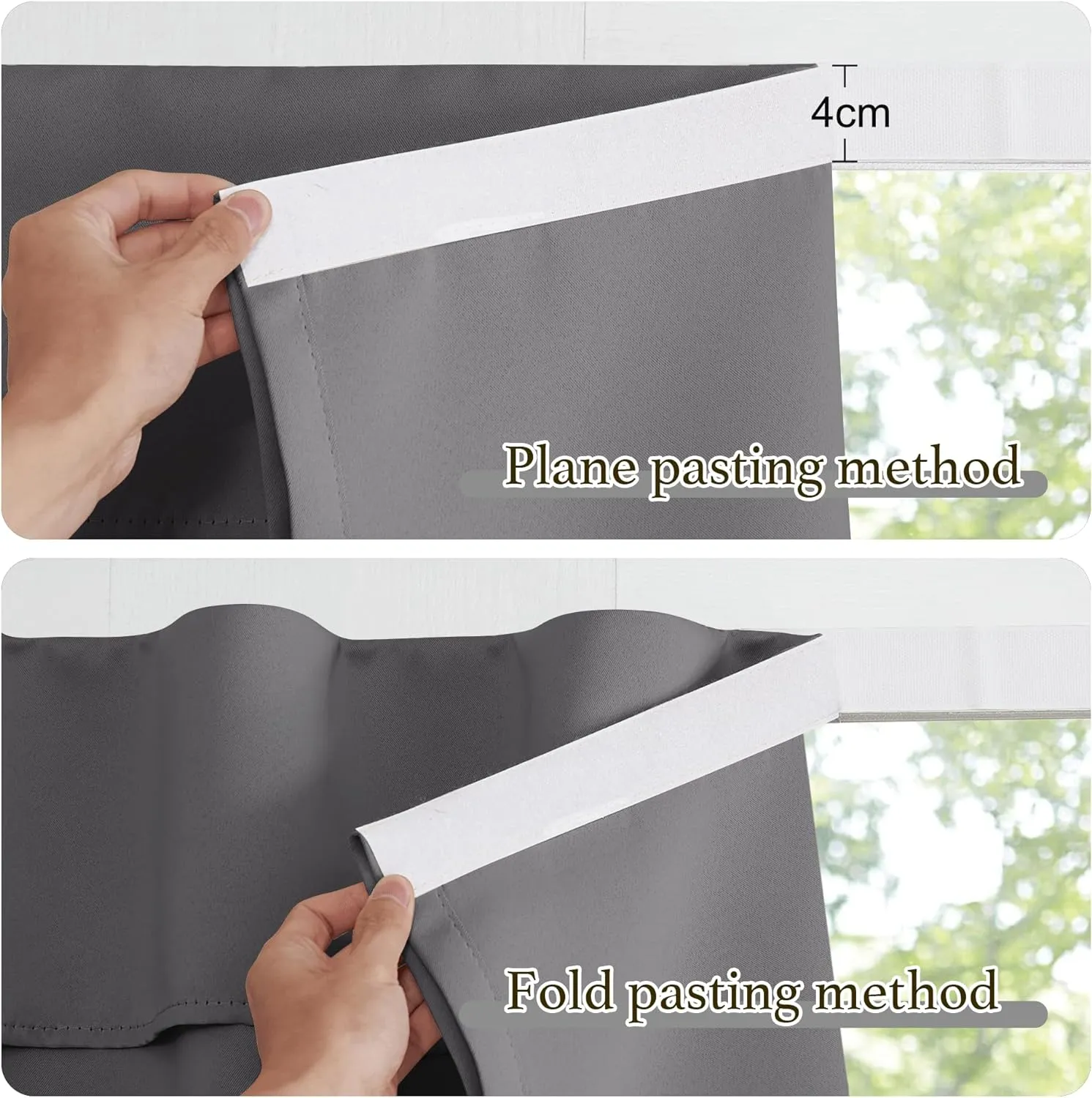 NICETOWN Portable Blackout Small Curtains for Kitchen, Thermal Lnsulated Self-Adhesive Short Curtain Drapes for Baby Nursery/Storage Room Bathroom Basement, 1 Panel (Grey, 42" W x 48" L)