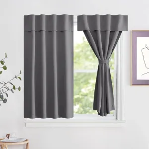 NICETOWN Portable Blackout Small Curtains for Kitchen, Thermal Lnsulated Self-Adhesive Short Curtain Drapes for Baby Nursery/Storage Room Bathroom Basement, 1 Panel (Grey, 42" W x 48" L)