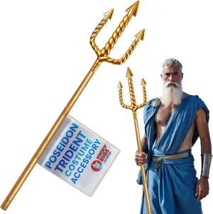 Nicky Bigs Novelties Adult Trident Staff 5pc Set King Neptune Trident Classic Costume Devil Pitchfork Accessory Prop Gold