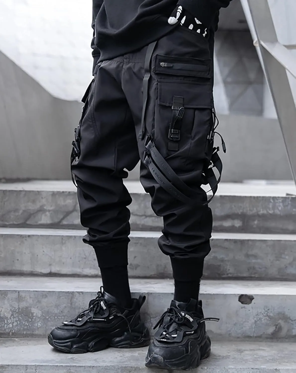 Niepce Inc Men's Japanese Streetwear Techwear Cargo Pants with Design