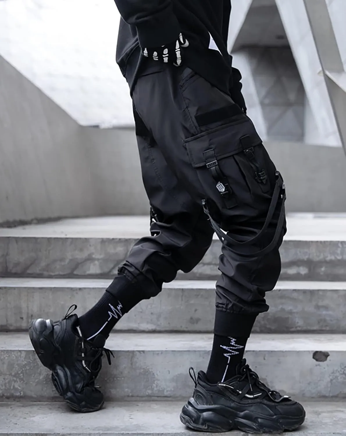 Niepce Inc Men's Japanese Streetwear Techwear Cargo Pants with Design