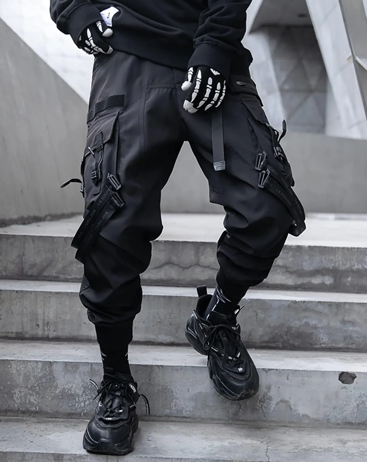 Niepce Inc Men's Japanese Streetwear Techwear Cargo Pants with Design