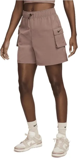 Nike Sportswear Essential Women's Woven High-Rise Shorts (Smokey Mauve/Black, DM6247-208) Size X-Small