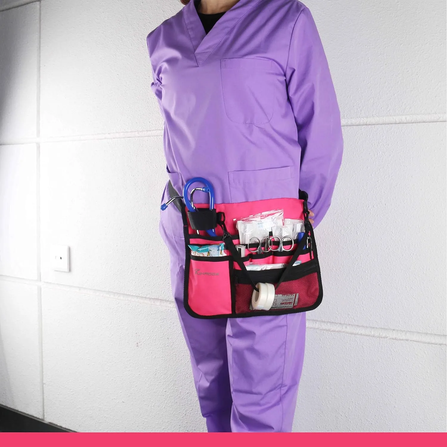 Nurse Storage Bag Multifunctional Nurse Storage Bag, Medical Kit Practical Waist Bag Nurse Pocket Storage Bag (Pink)