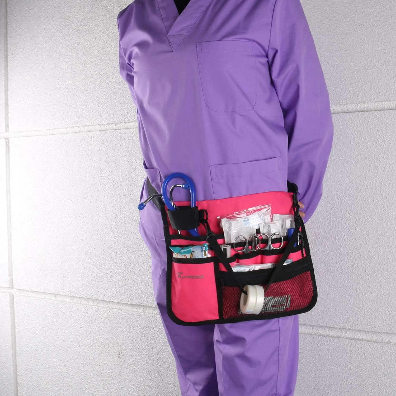 Nurse Storage Bag Multifunctional Nurse Storage Bag, Medical Kit Practical Waist Bag Nurse Pocket Storage Bag (Pink)